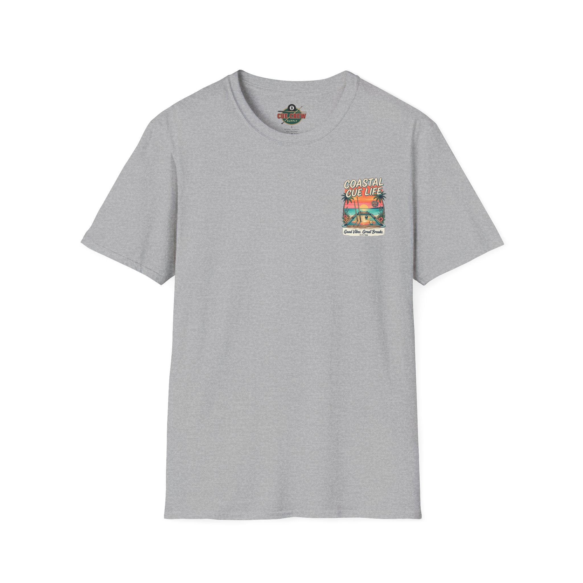 Coastal Cue Life Pool Player T-Shirt | Beach Billiards Graphic Tee | Unisex Softstyle Tee