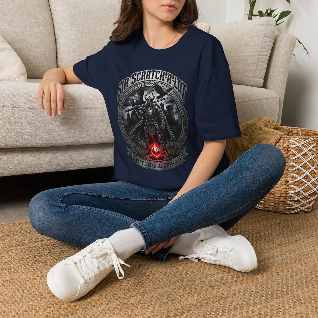 Sir Scratch-A-Lot Funny Billiards T-Shirt | Medieval Pool Knight Graphic | Front Only Print Unisex Tee