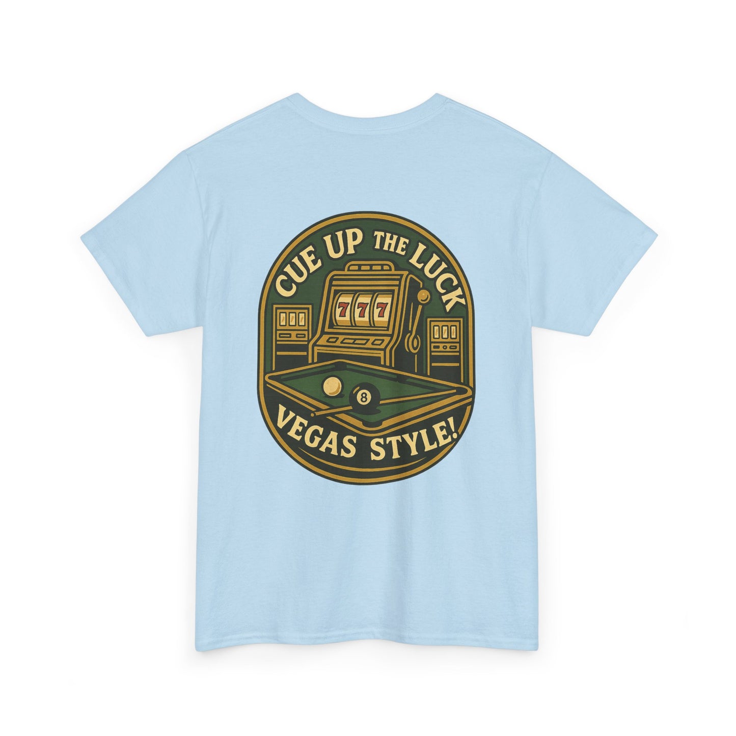 Vegas Style Billiards Tee – Cue Up the Luck 8-Ball Pool & Casino Mashup Gildan Tee