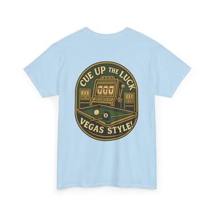 Vegas Style Billiards Tee – Cue Up the Luck 8-Ball Pool & Casino Mashup Gildan Tee