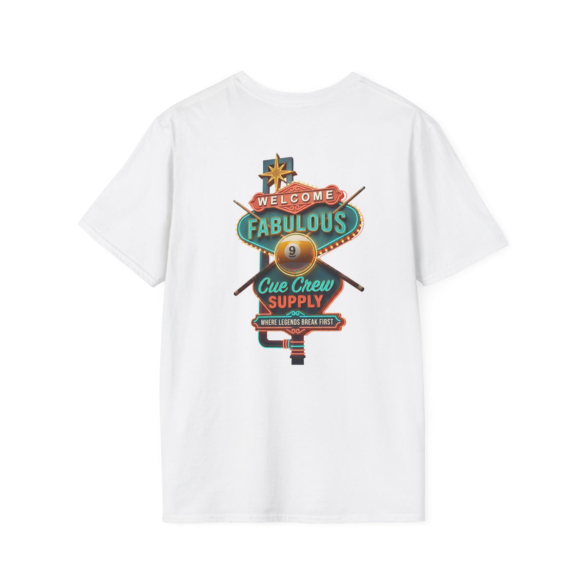 Welcome to Fabulous Cue Crew Supply Billiards T-Shirt | Las Vegas Pool Player Graphic Tee | Front & Back Print