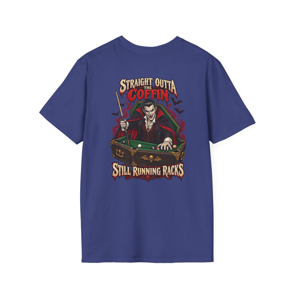 Straight Outta the Coffin – Halloween Billiards T-Shirt – Vampire Pool Player Tee