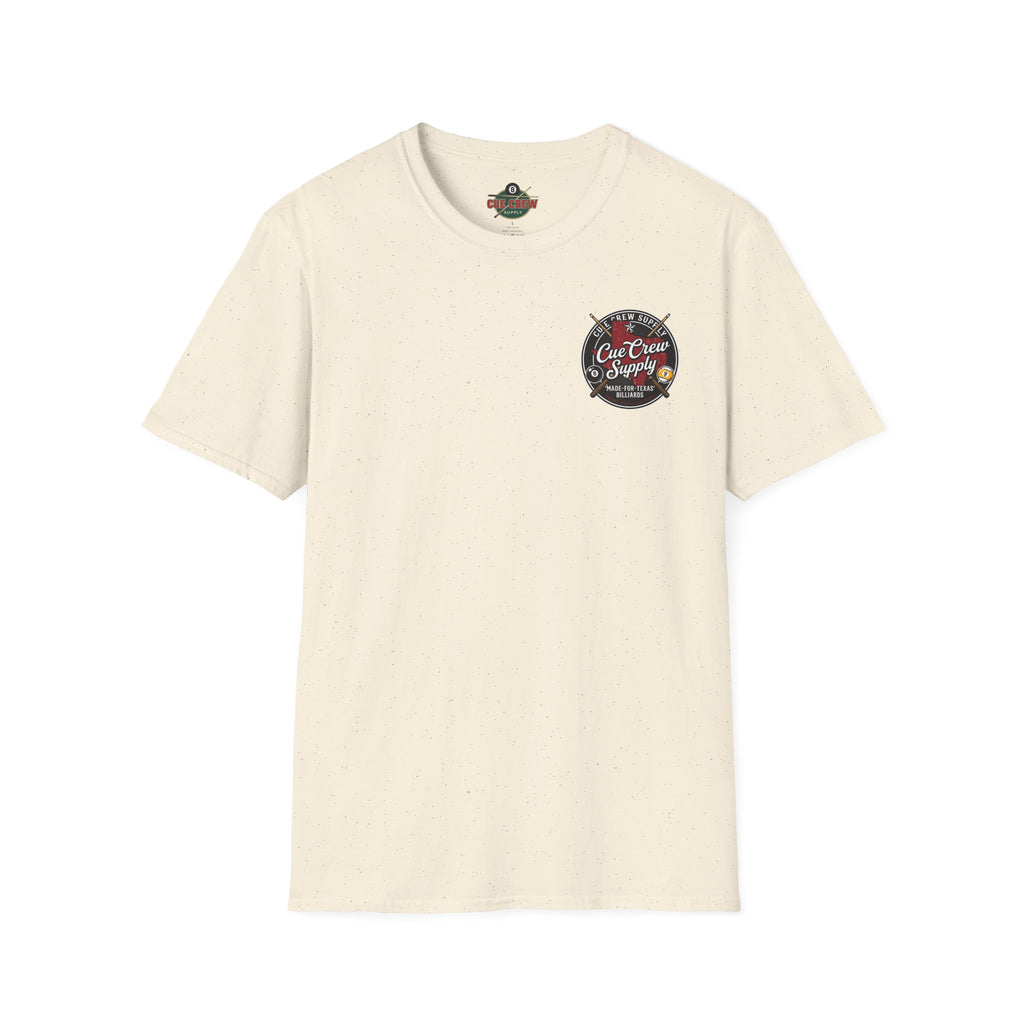 Cue Crew Supply Texas Billiards T-Shirt | Made for Texas Pool Players Graphic Tee | Front & Back Print