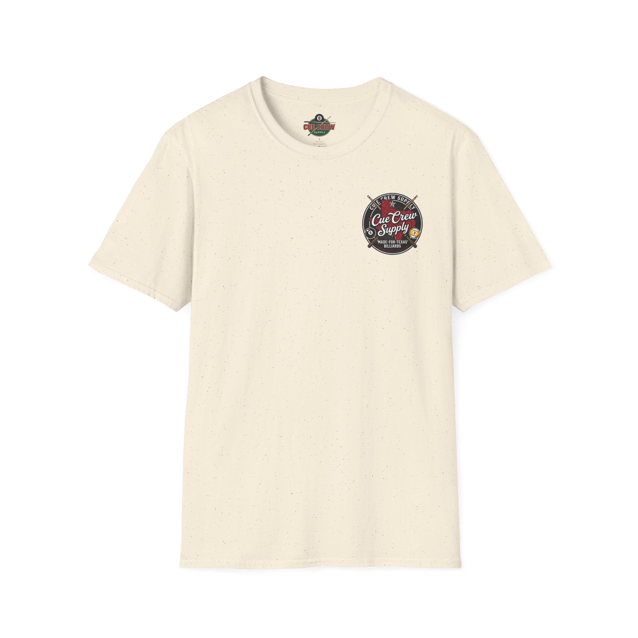 Cue Crew Supply Texas Billiards T-Shirt | Made for Texas Pool Players Graphic Tee | Front & Back Print
