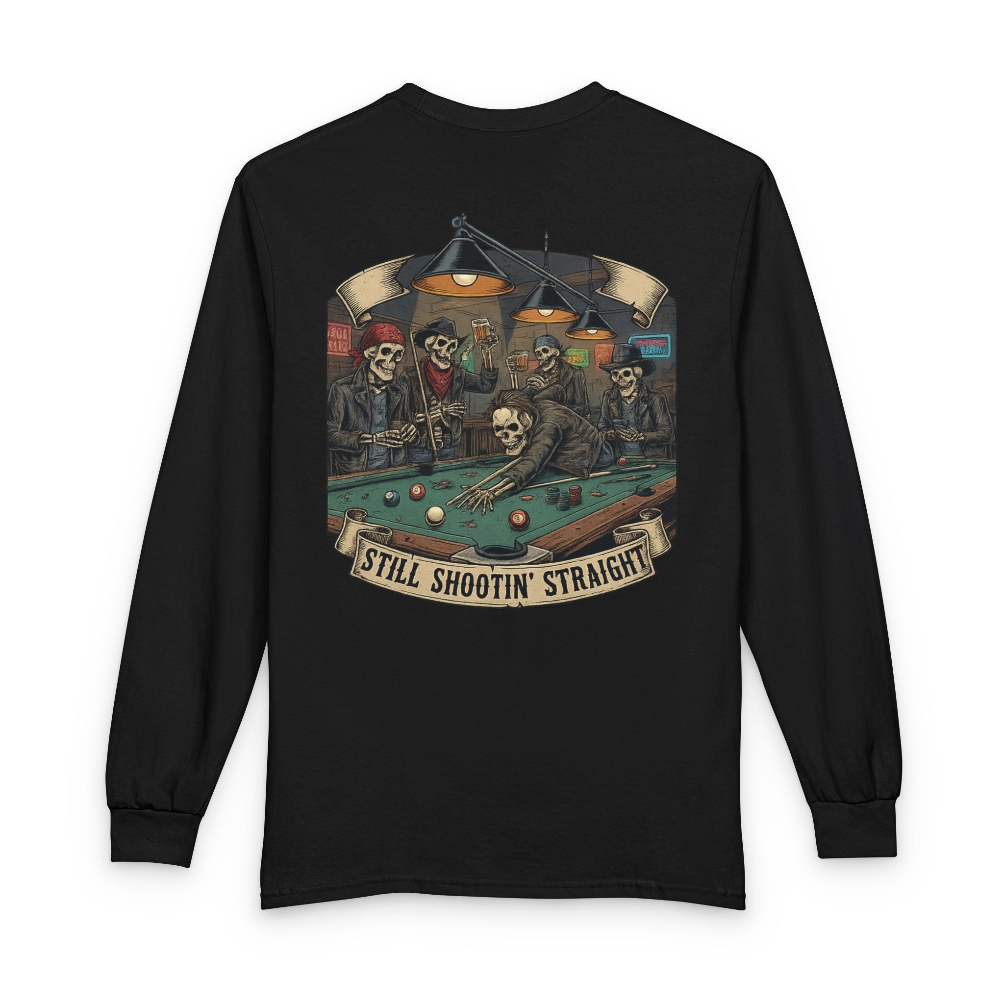 Still Shootin’ Straight Billiards Gildan Long Sleeve Tee