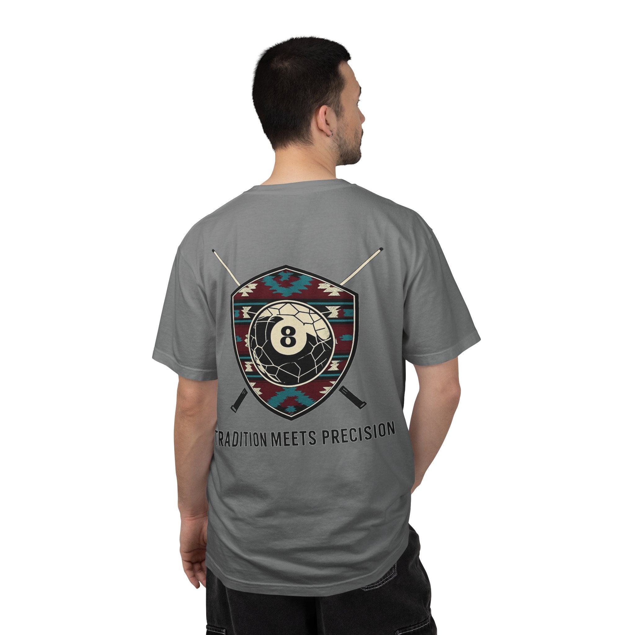 Tradition Meets Precision Pool 8-Ball Crest Comfort Colors Tee
