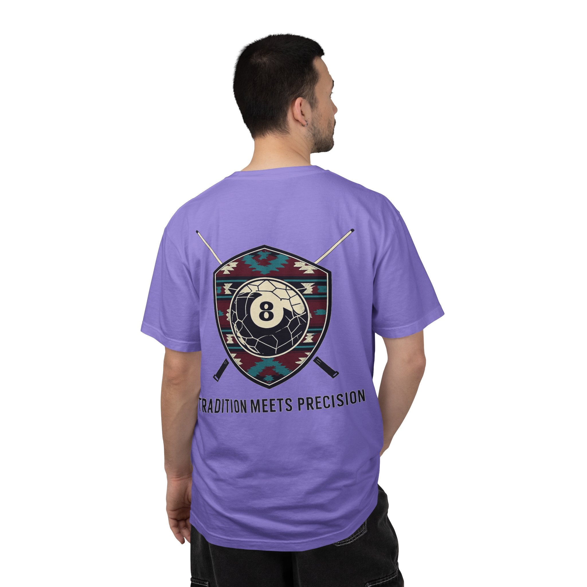 Tradition Meets Precision Pool 8-Ball Crest Comfort Colors Tee