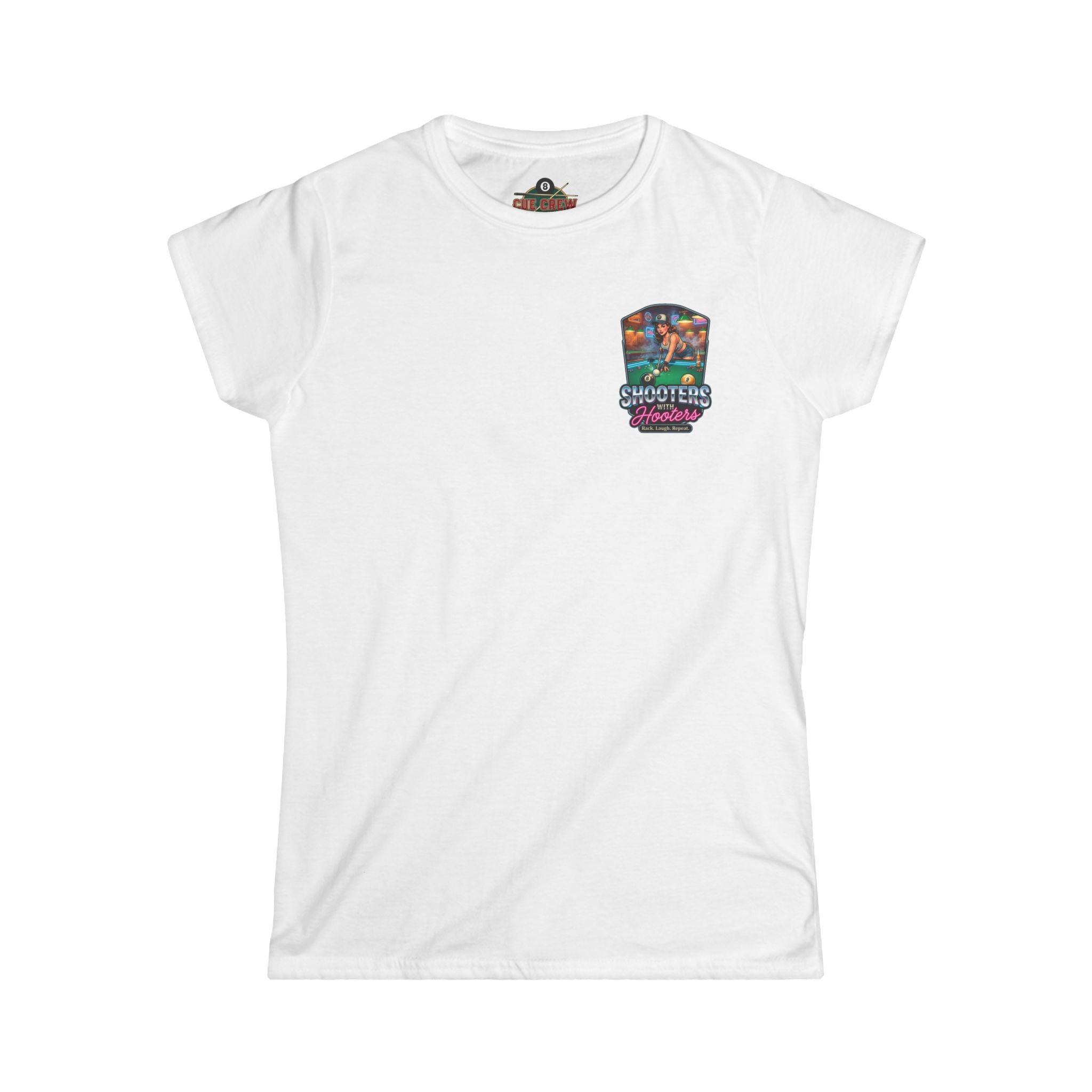 Shooters With Hooters Women's Billiards T-Shirt – Funny Pool Player Graphic Tee | Front & Back Print