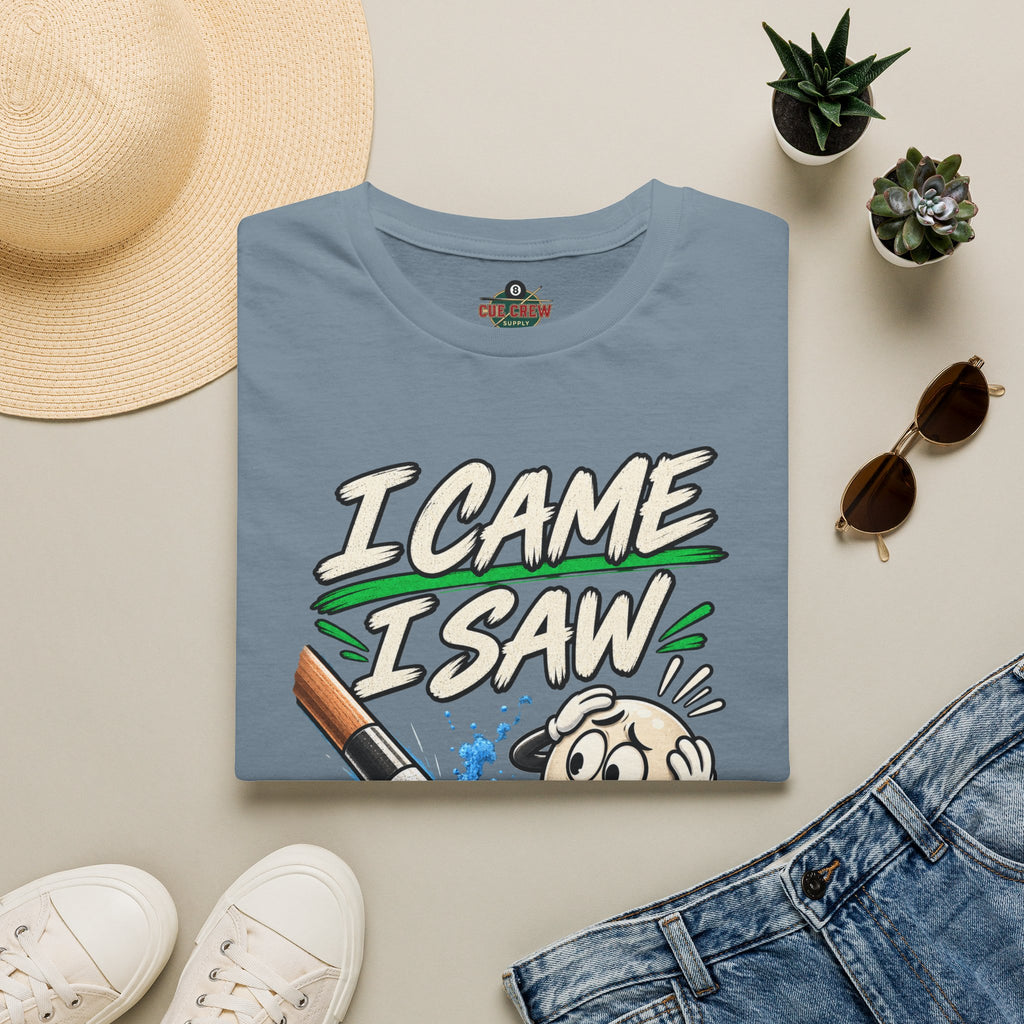 I Came I Saw I Miscue’d – Funny Billiards T-Shirt – Pool Player Tee