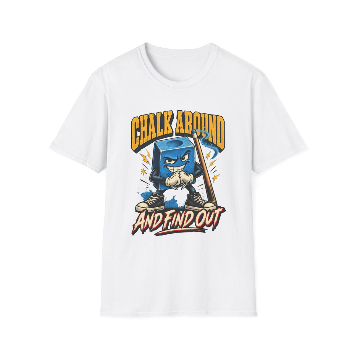 Chalk Around And Find Out – Funny Billiards T-Shirt – Cue Crew Essentials CCS-EST-003
