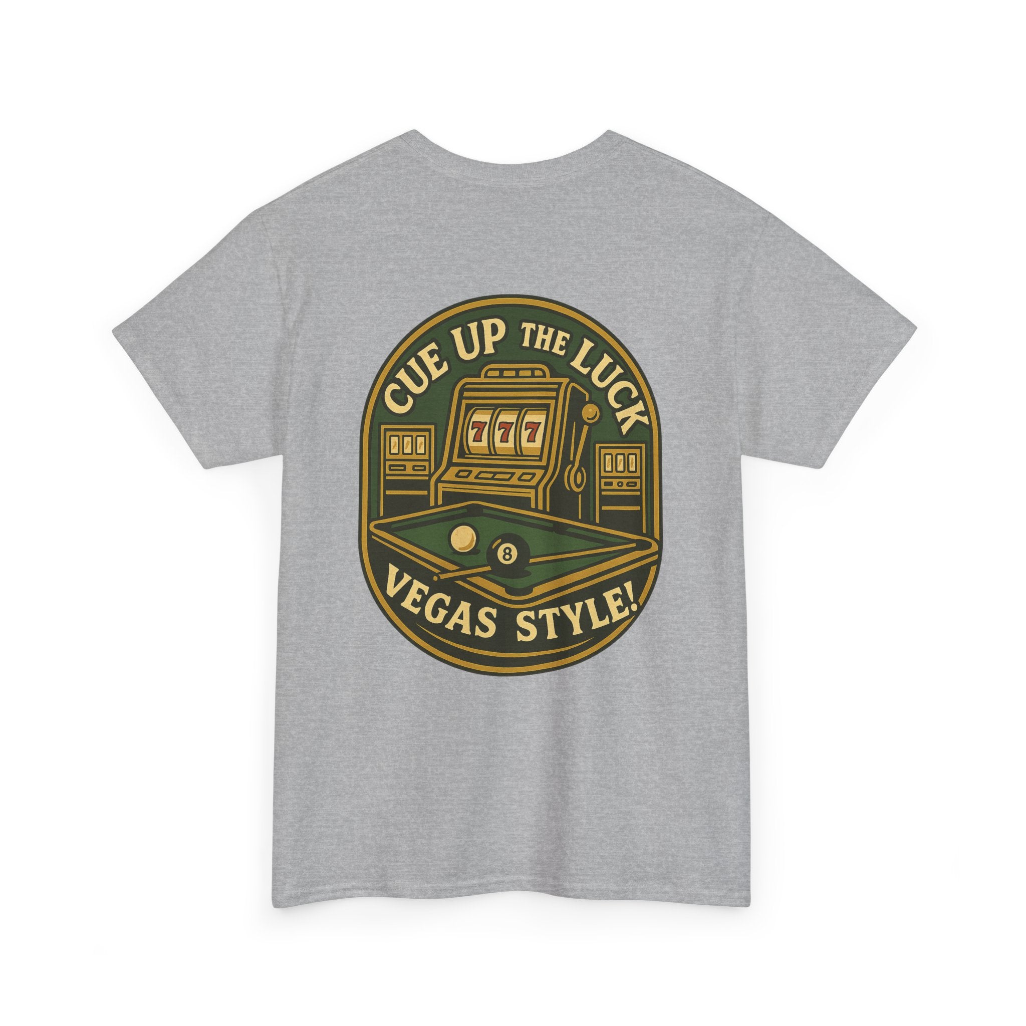 Vegas Style Billiards Tee – Cue Up the Luck  8-Ball Pool & Casino Mashup