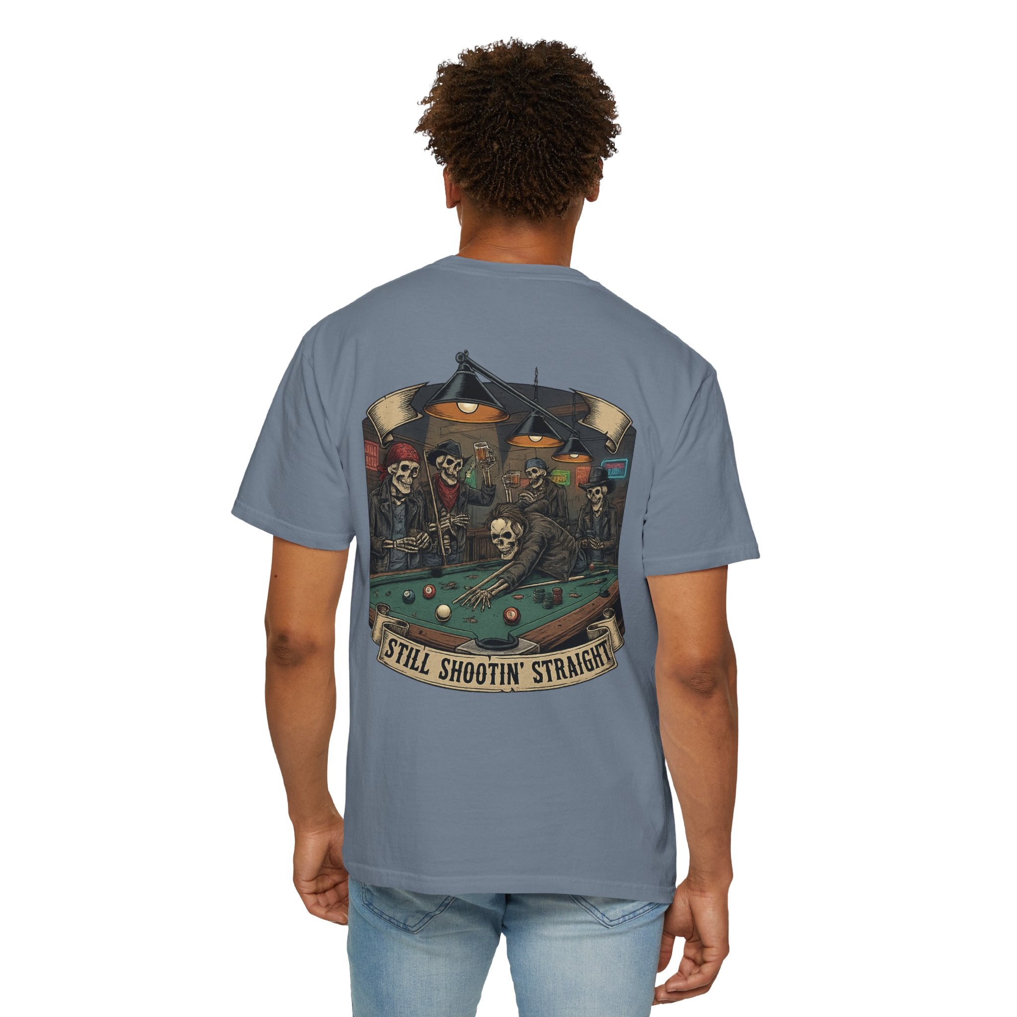 Still Shootin' Straight Pool Skeleton Comfort Colors Tee