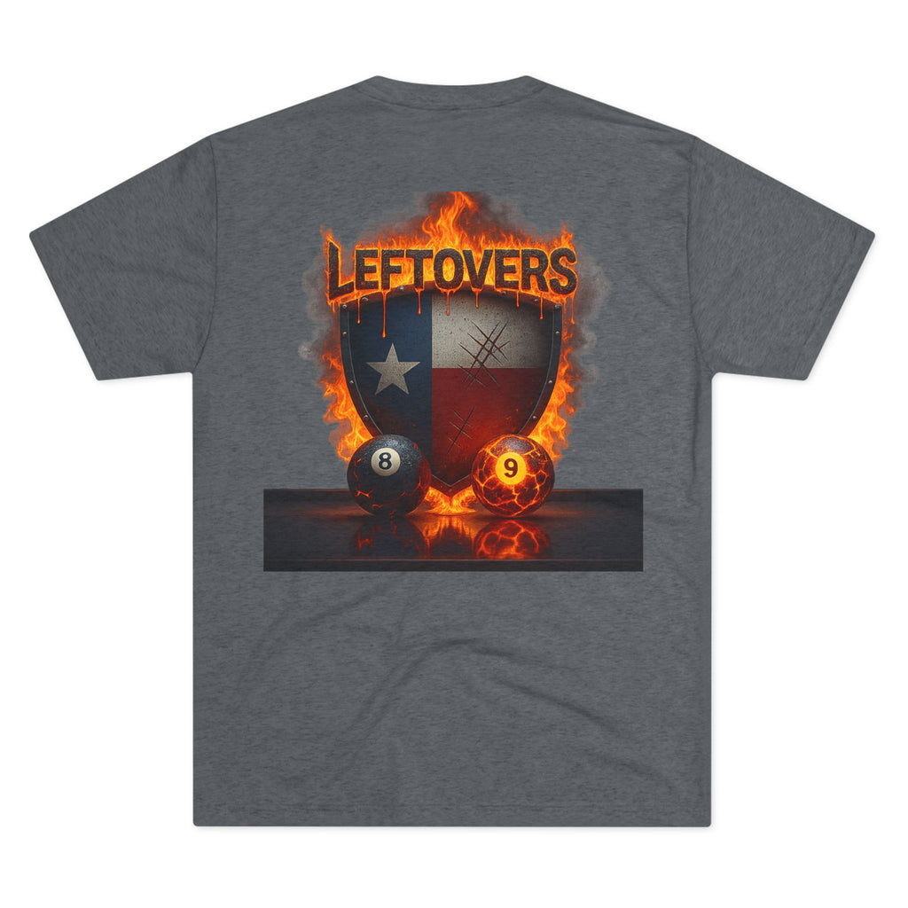 Leftovers Flaming 8-Ball Shield Next Level Tri-Blend Tee