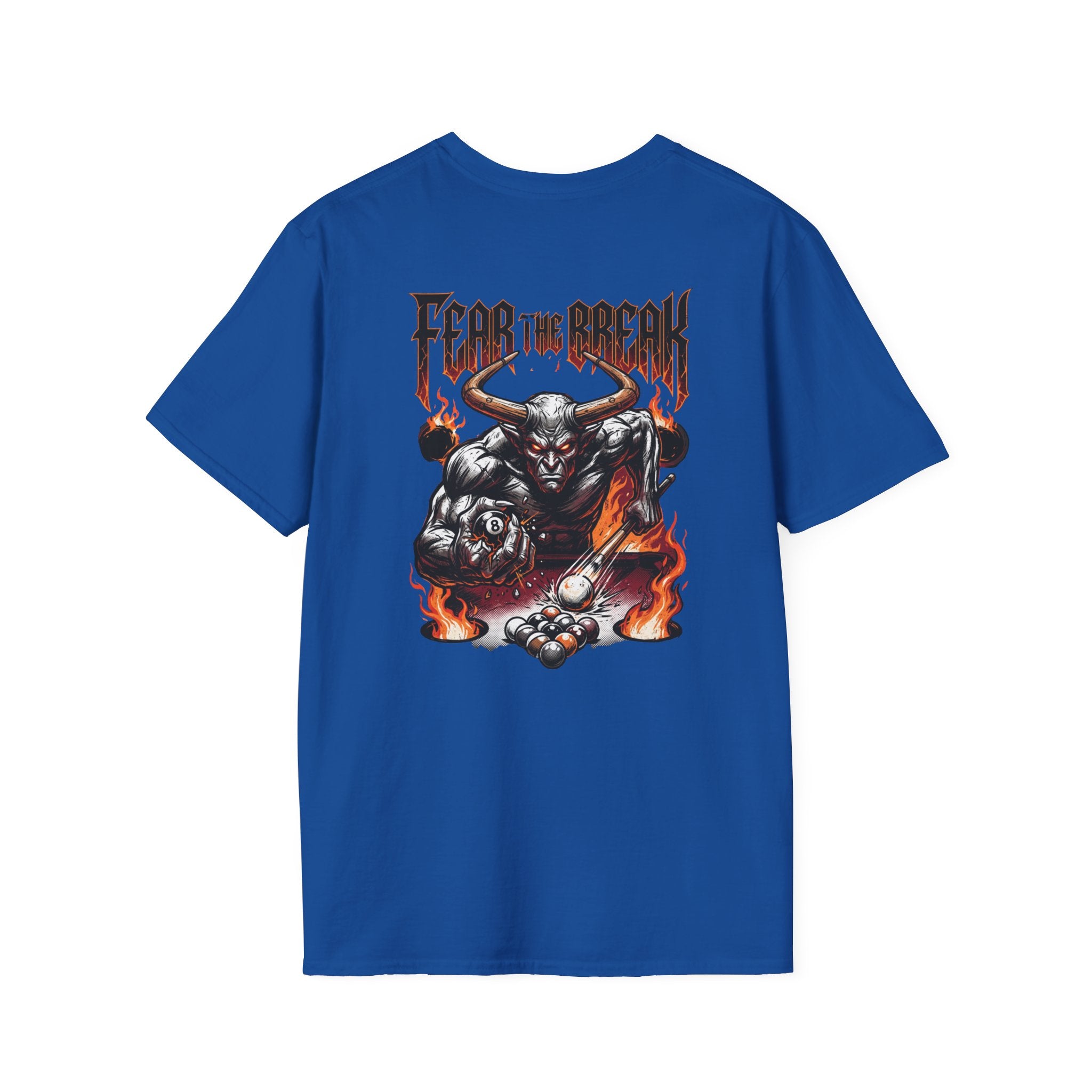 Fear The Break Demon Billiards T-Shirt | Fiery Pool Player Graphic Tee | Front & Back Print
