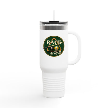 Rack & Roll Billiards Pool Cue Logo 40oz Insulated Travel Mug