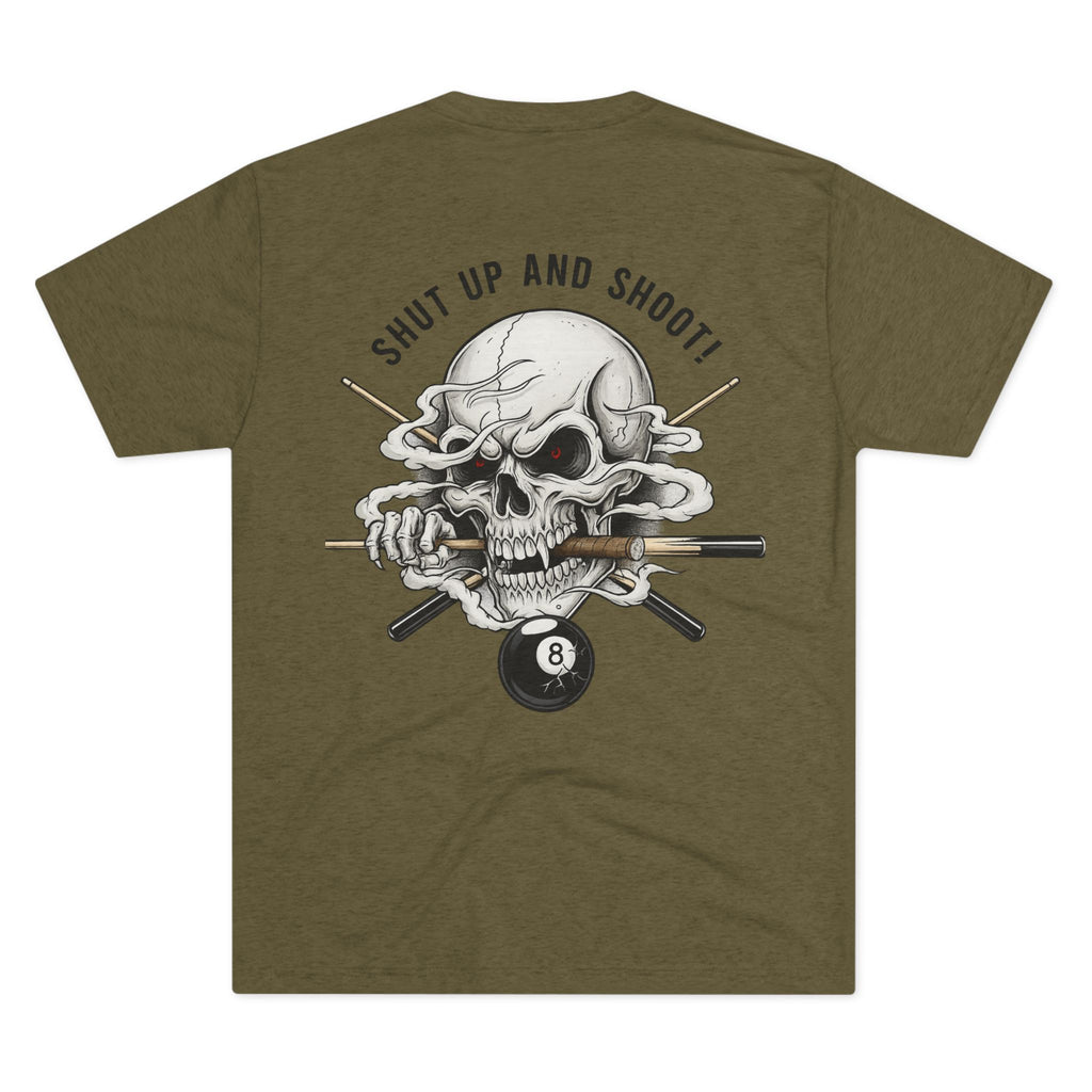Shut Up and Shoot Skull Billiards Tri-Blend Tee