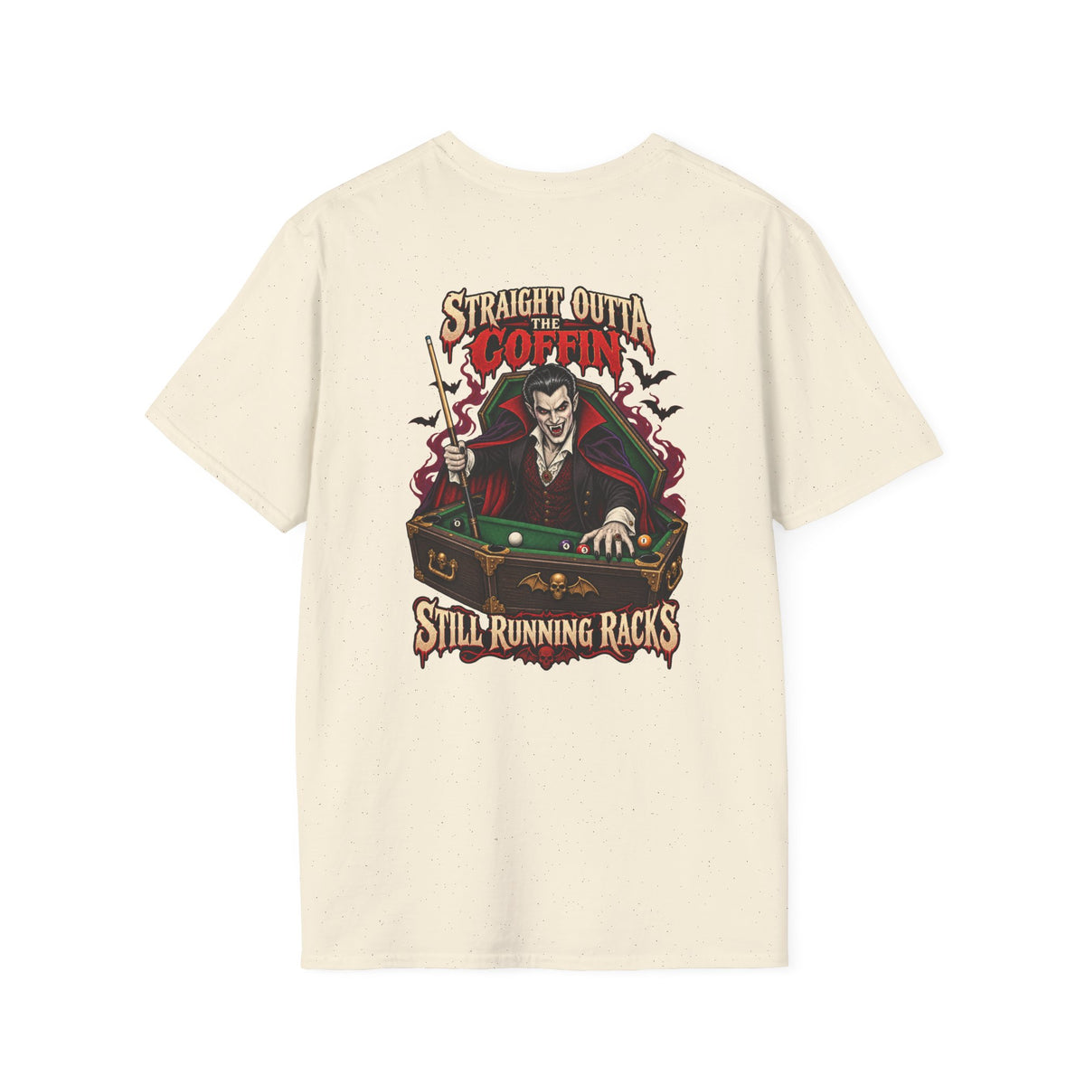 Straight Outta the Coffin – Halloween Billiards T-Shirt – Vampire Pool Player Tee