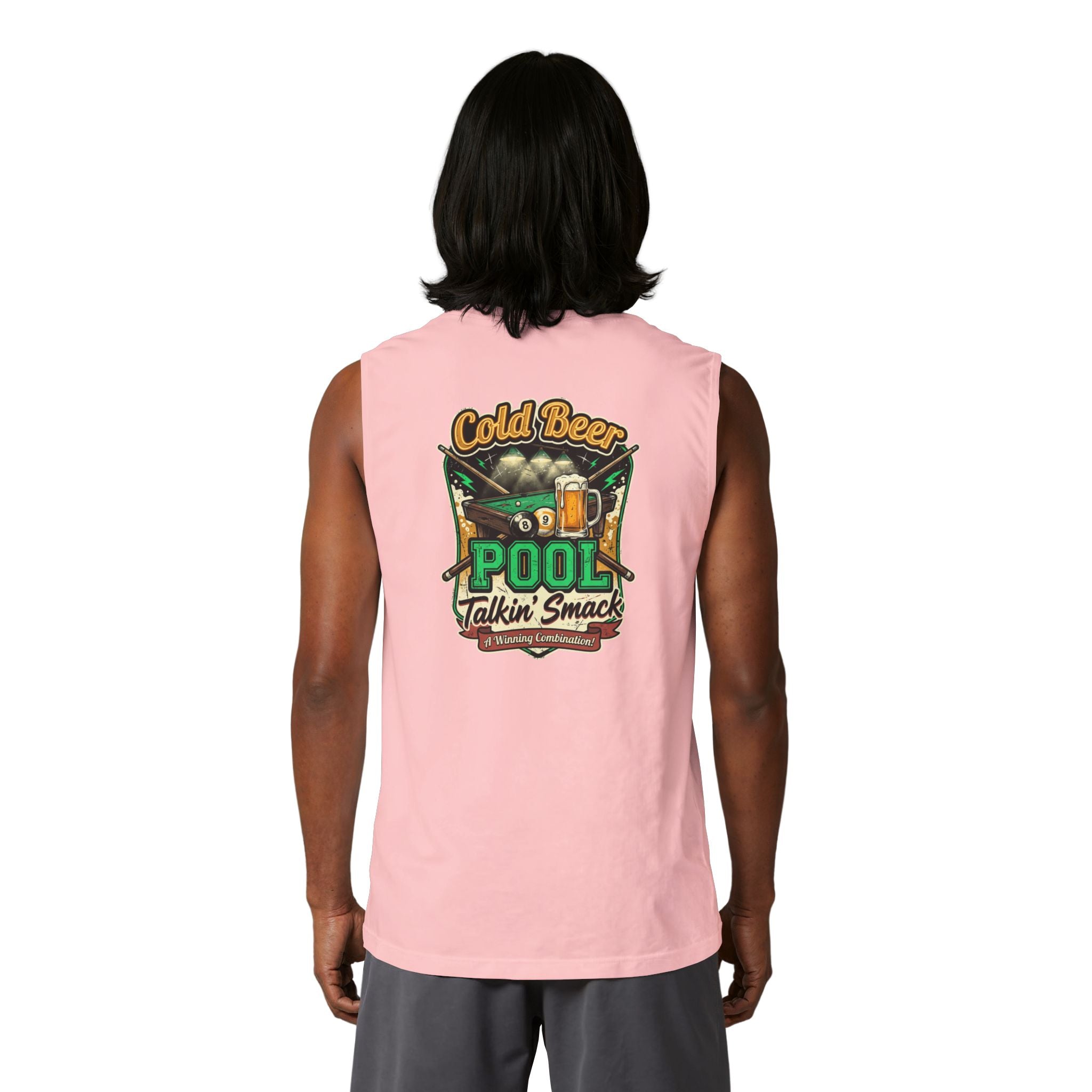 Cold Beer Pool Talkin' Smack Billiards Muscle Tank | Funny Pool Player Sleeveless Shirt | Unisex Cue Crew Supply