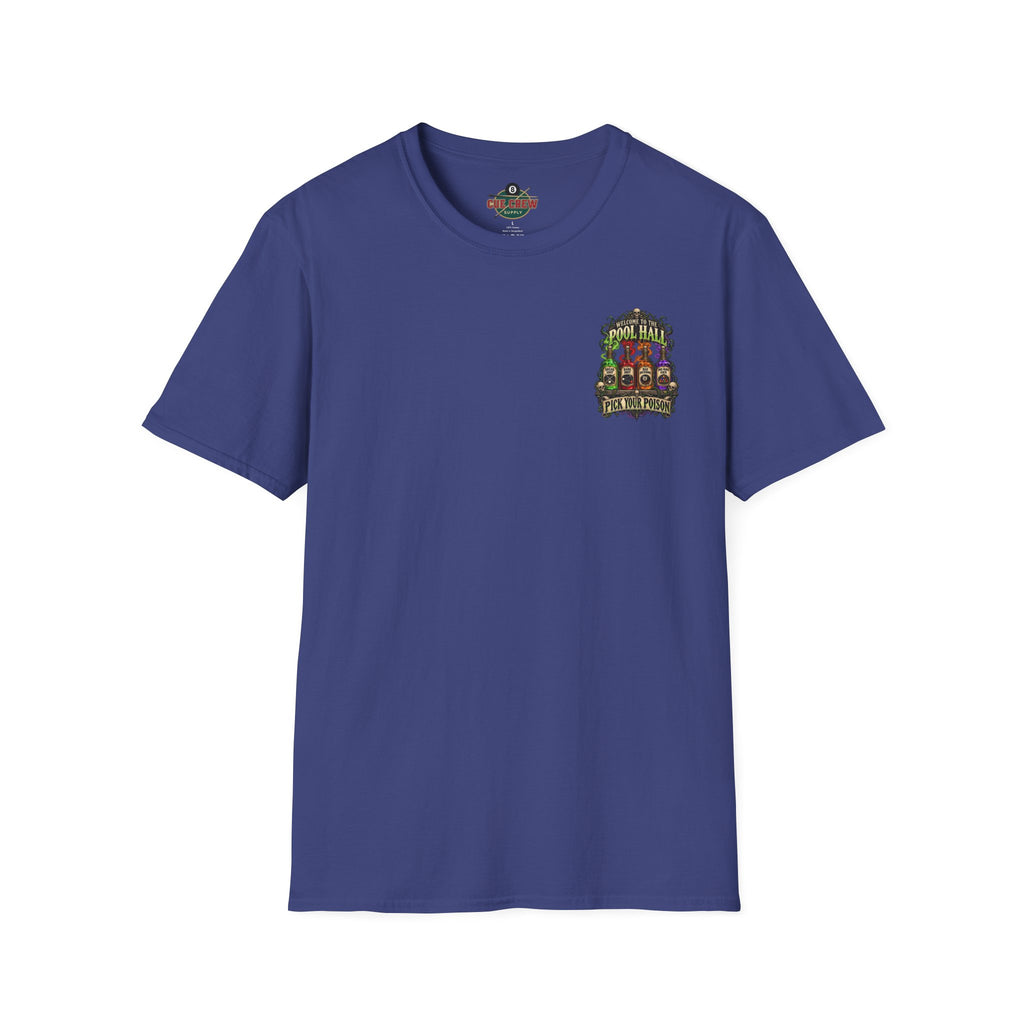 Pick Your Poison – Halloween Billiards T-Shirt – Front & Back Pool Tee | CCS-HST-003