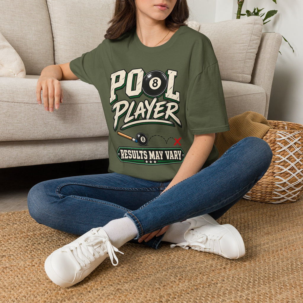 Pool Player Results May Vary – Funny Billiards T-Shirt