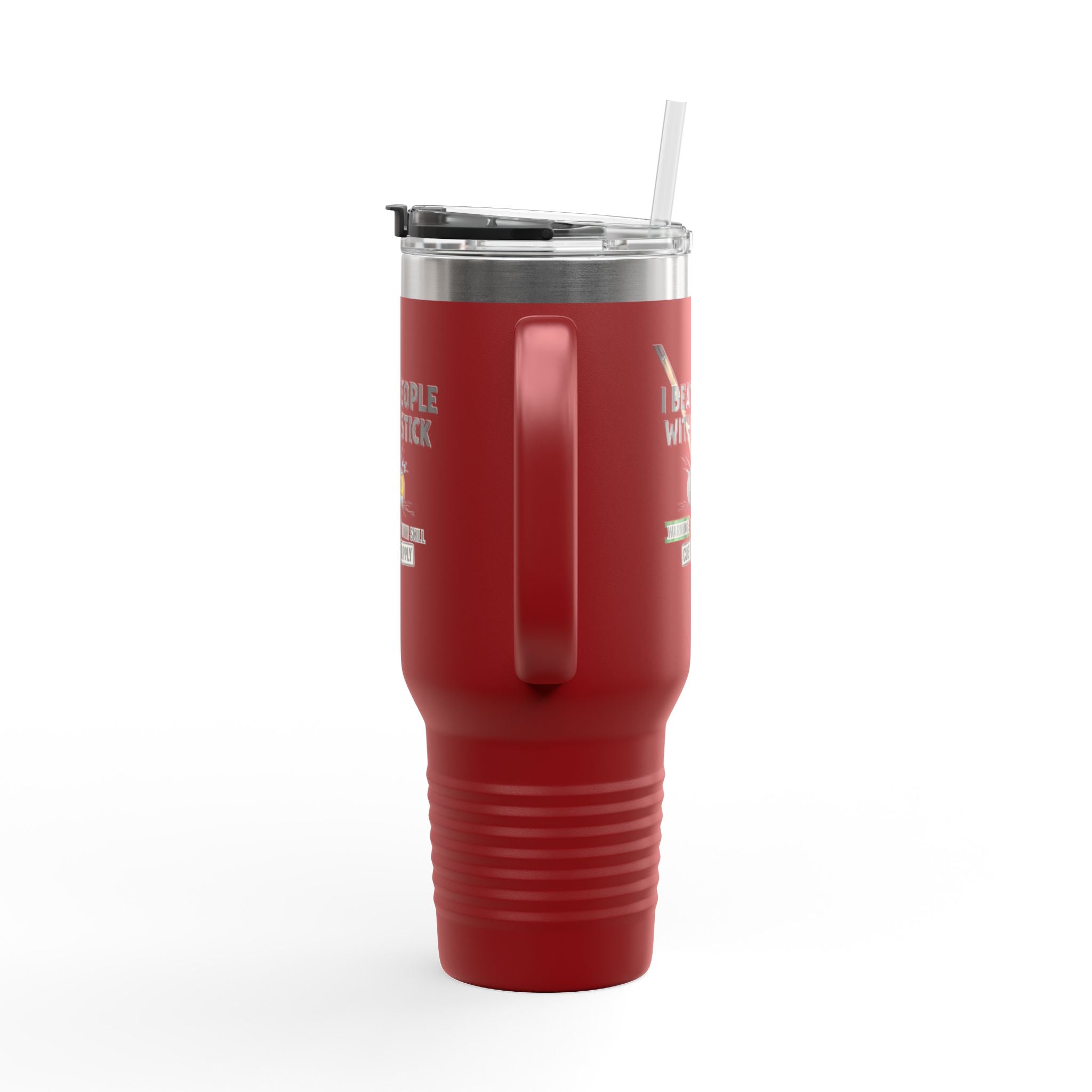 I Beat People With a Stick” Billiards Cue Crew Funny 40 oz. Tumbler