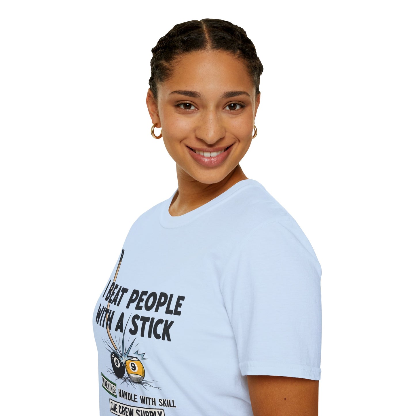 I Beat People With A Stick Funny Billiards Core Line Gildan Tee