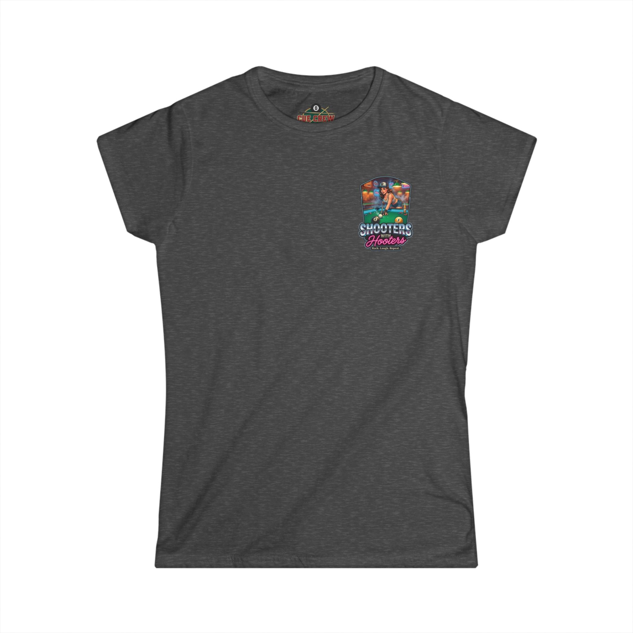 Shooters With Hooters Women's Billiards T-Shirt – Funny Pool Player Graphic Tee | Front & Back Print