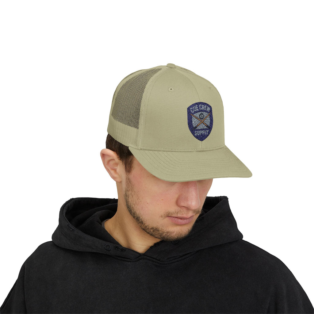 Cue Crew Supply V1 Embroidered Patch Trucker Hat - Yupoong