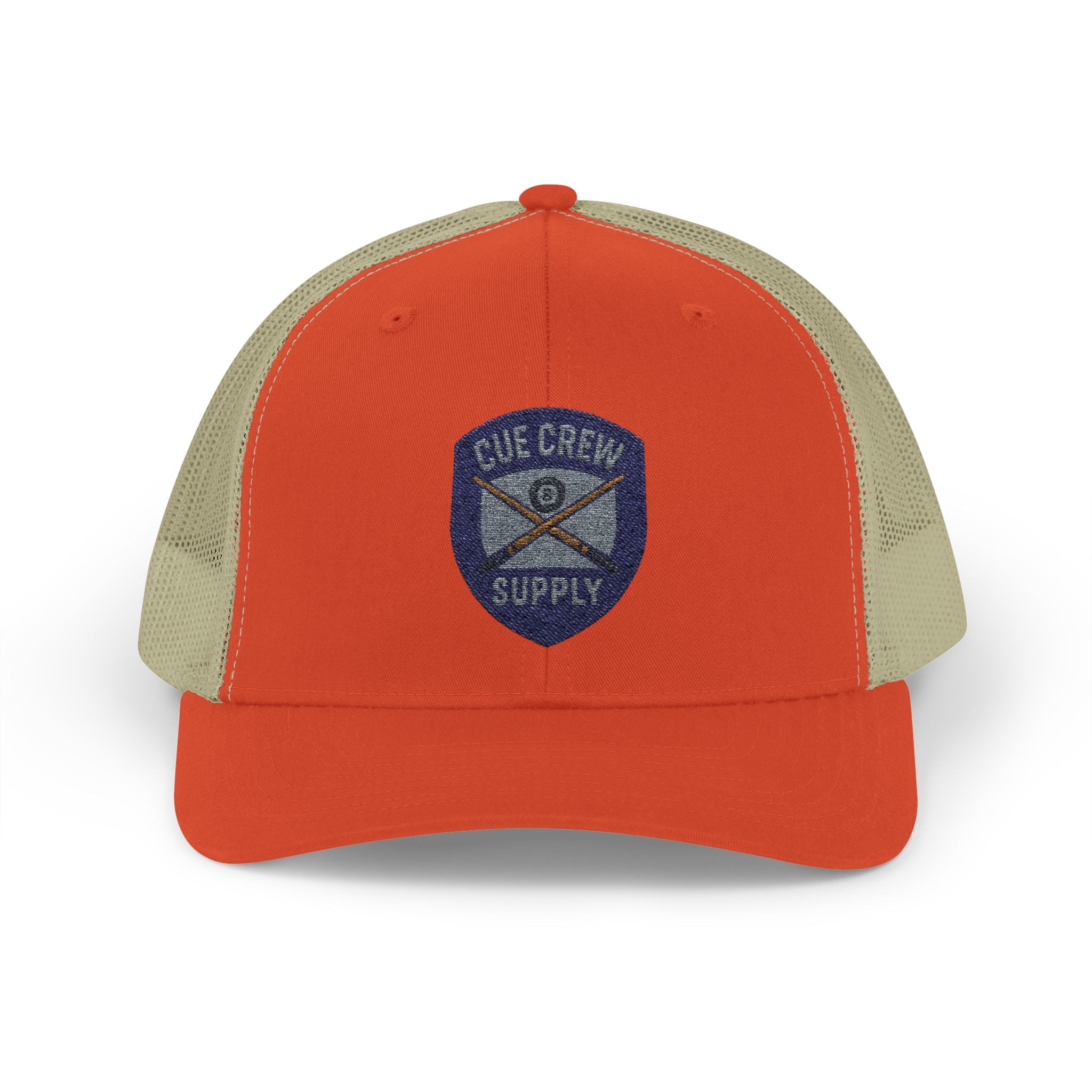 Cue Crew Supply V1 Embroidered Patch Trucker Hat - Yupoong