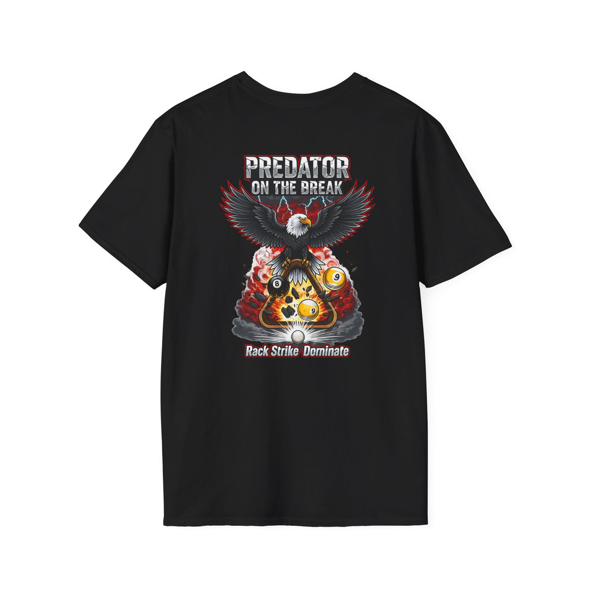 Predator on the Break Billiards T-Shirt | Eagle Pool Player Graphic Tee | Rack Strike Dominate | Front & Back Print