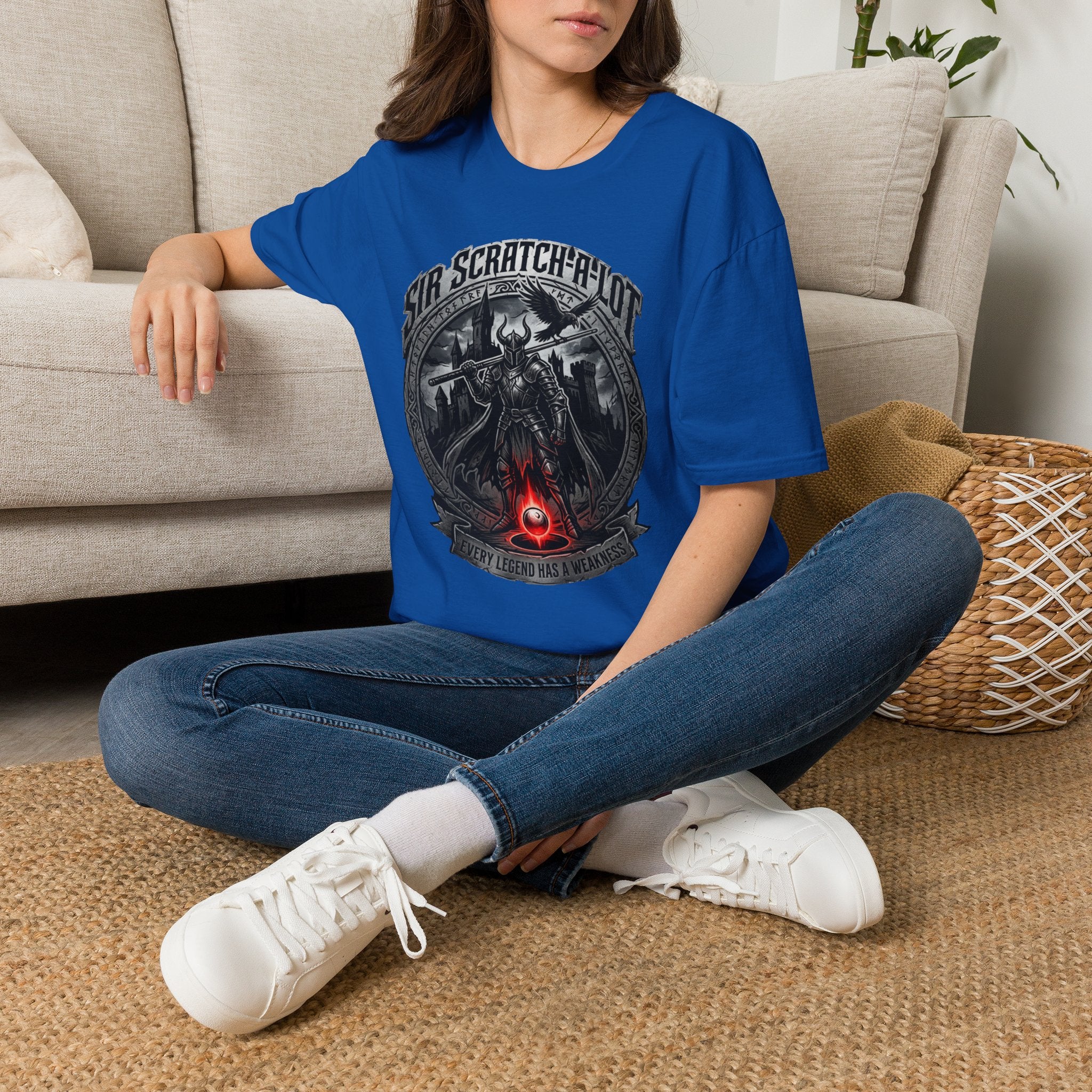 Sir Scratch-A-Lot Funny Billiards T-Shirt | Medieval Pool Knight Graphic | Front Only Print Unisex Tee