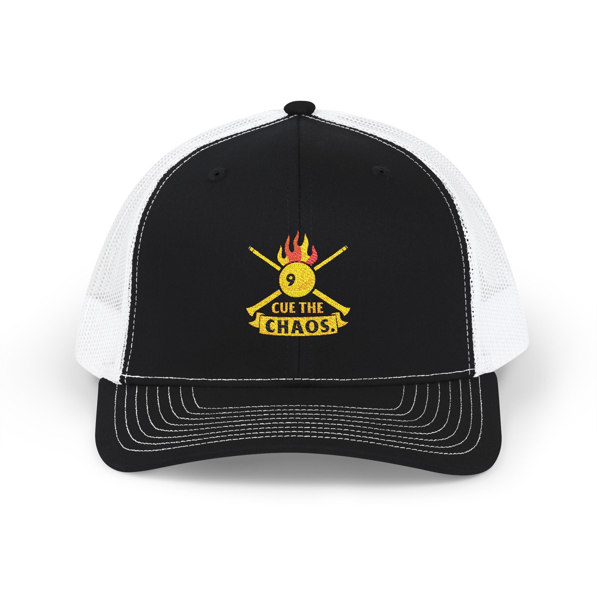 Cue the Chaos Billiards Embroidered Richardson Trucker Hat