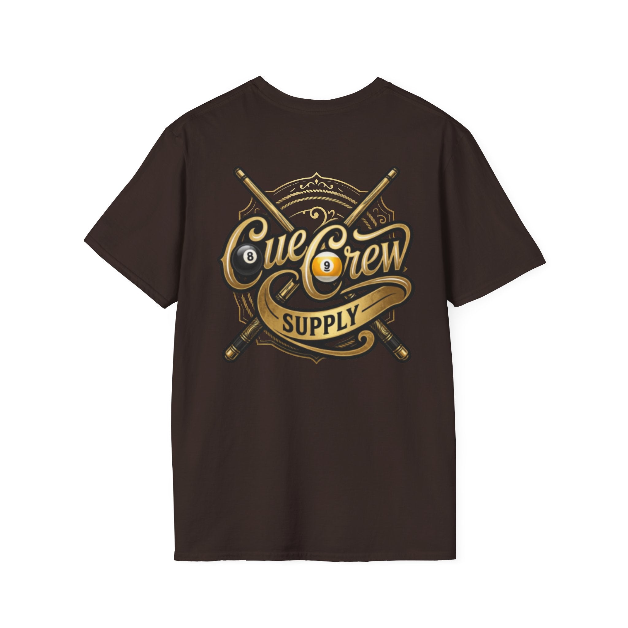 Cue Crew Supply Signature Billiards T-Shirt | Premium Pool Player Graphic Tee | Front & Back Print