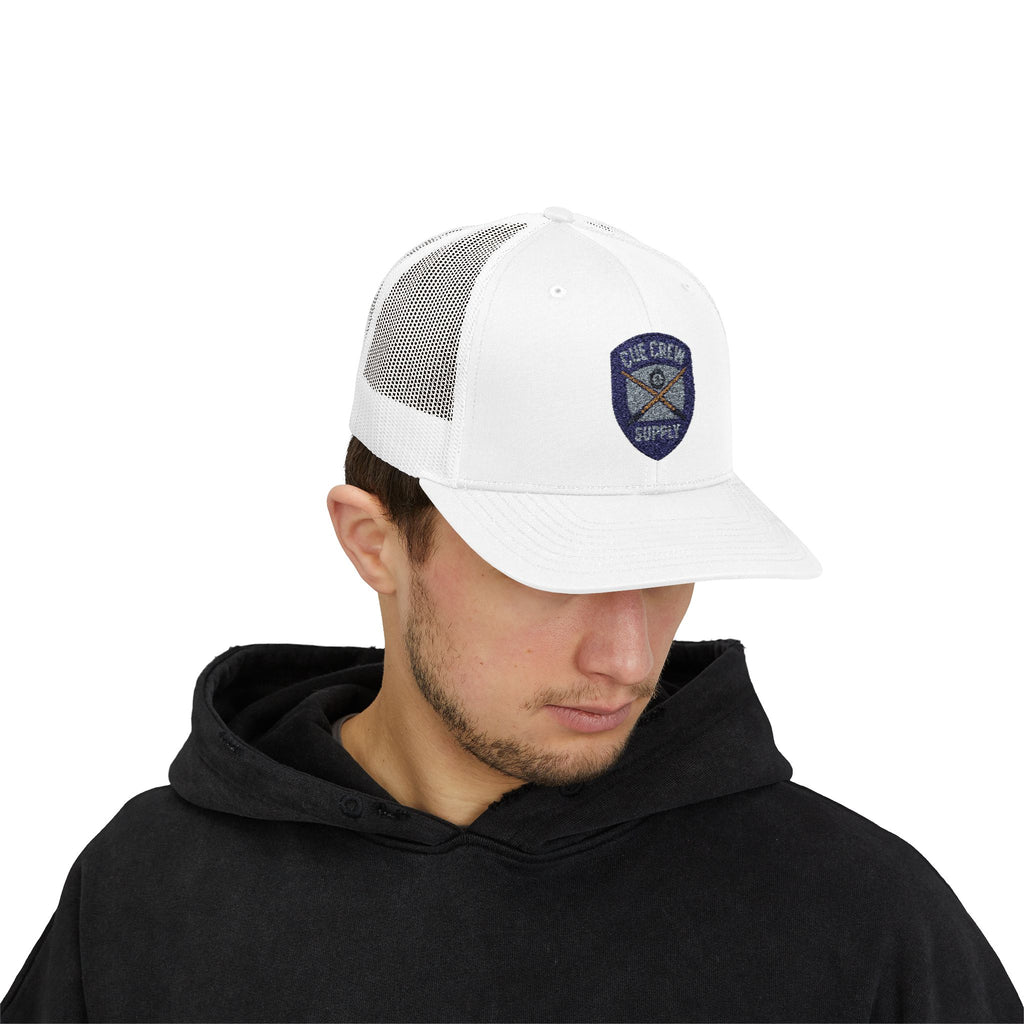 Cue Crew Supply V1 Embroidered Patch Trucker Hat - Yupoong