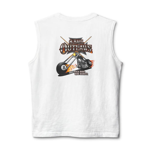 8 Ball Outlaws Unisex Muscle Tank – Rack Hard Ride Harder Biker Pool Player Sleeveless Shirt | Cue Crew Supply