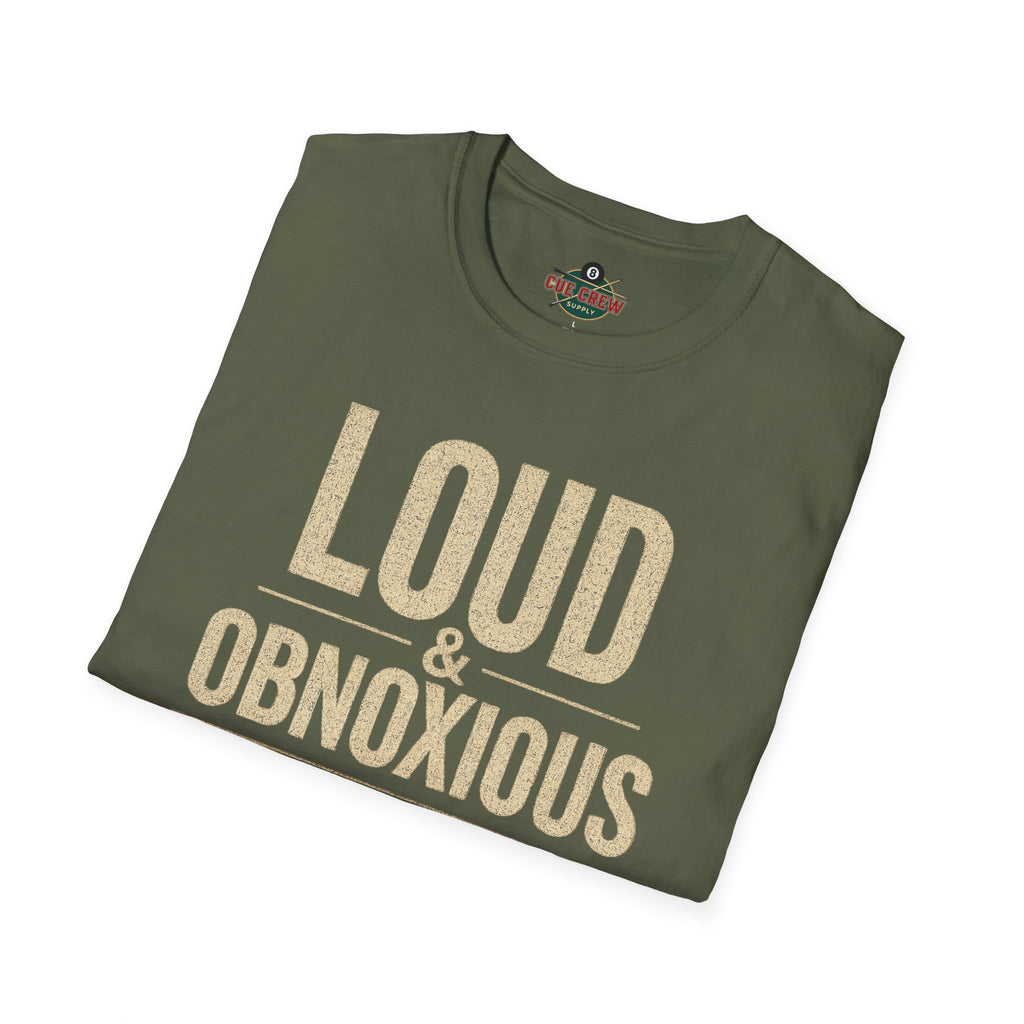 Loud & Obnoxious But a Good Pool Player Funny Billiards T-Shirt – Vintage 8 Ball Graphic Front Print Only Tee