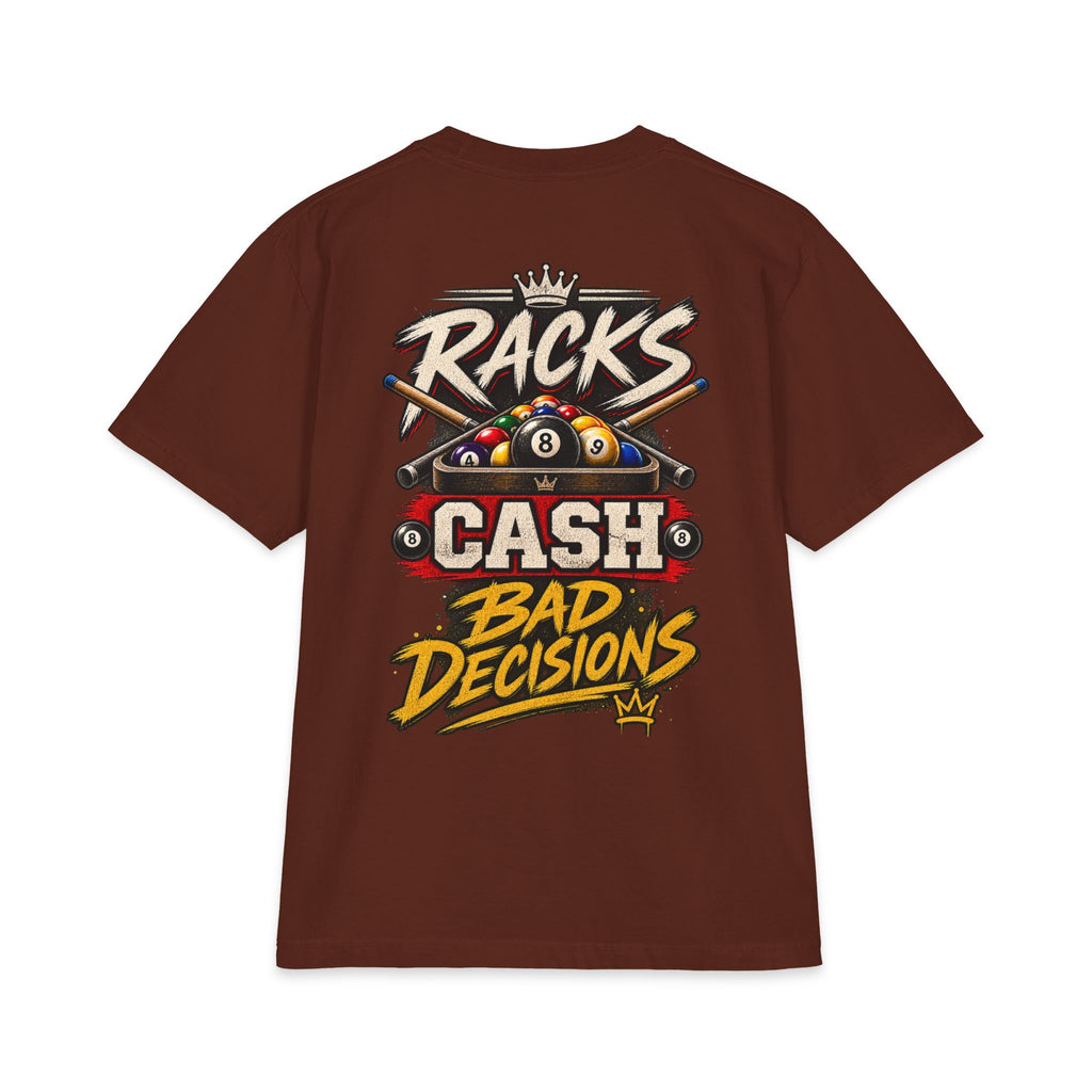 Racks, Cash & Bad Decisions – After Dark Billiards T-Shirt – Pool Player Tee CCS-ADST-009