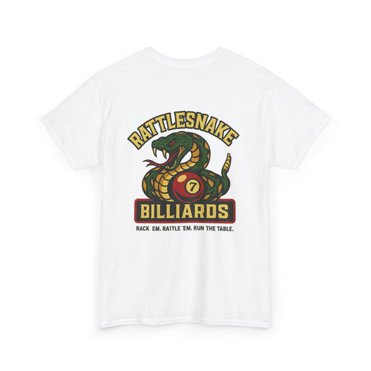 Rattlesnake Billiards - Rack 'Em, Rattle 'Em, Run The Table - Strike Hard, Play Bold Gildan Tee