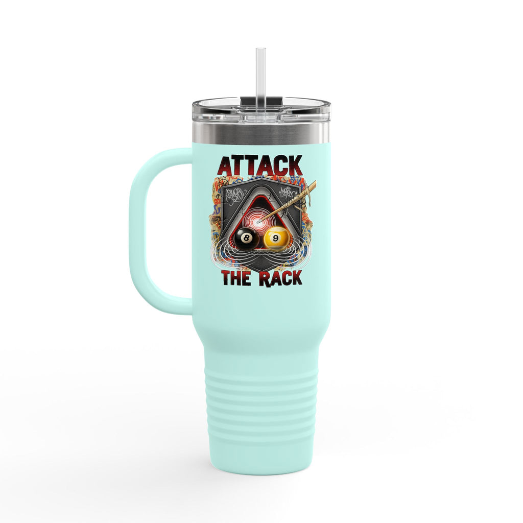 Attack the Rack 40oz Insulated Travel Mug — Pool Cue Billiards Tumbler