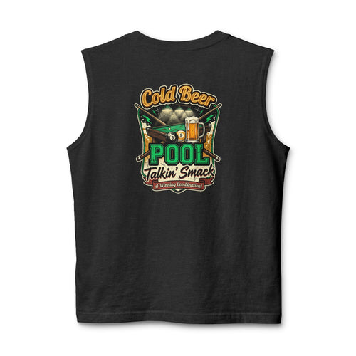 Cold Beer Pool Talkin' Smack Billiards Muscle Tank | Funny Pool Player Sleeveless Shirt | Unisex Cue Crew Supply