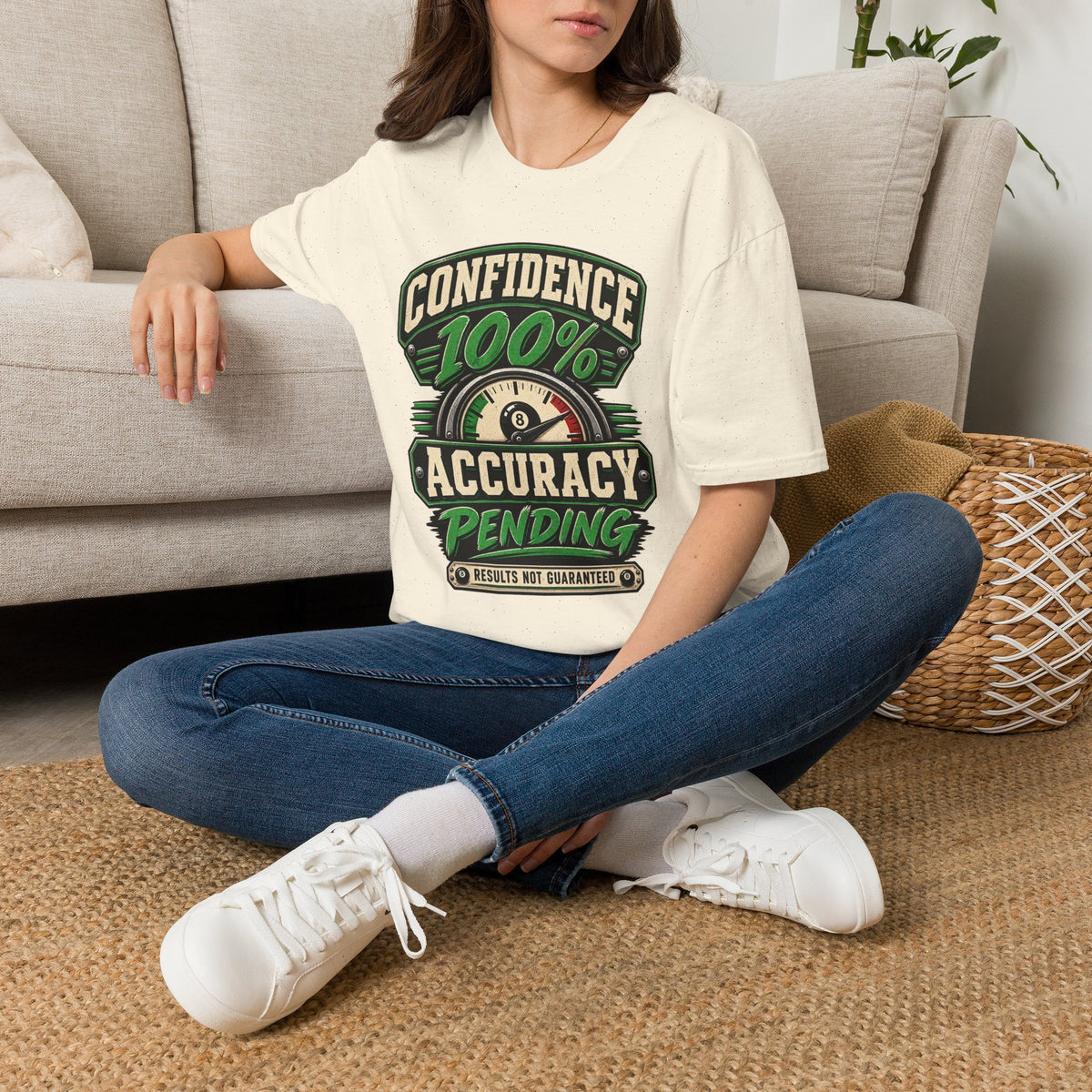 Confidence 100% Accuracy Pending – Funny Billiards T-Shirt – Pool Player Tee