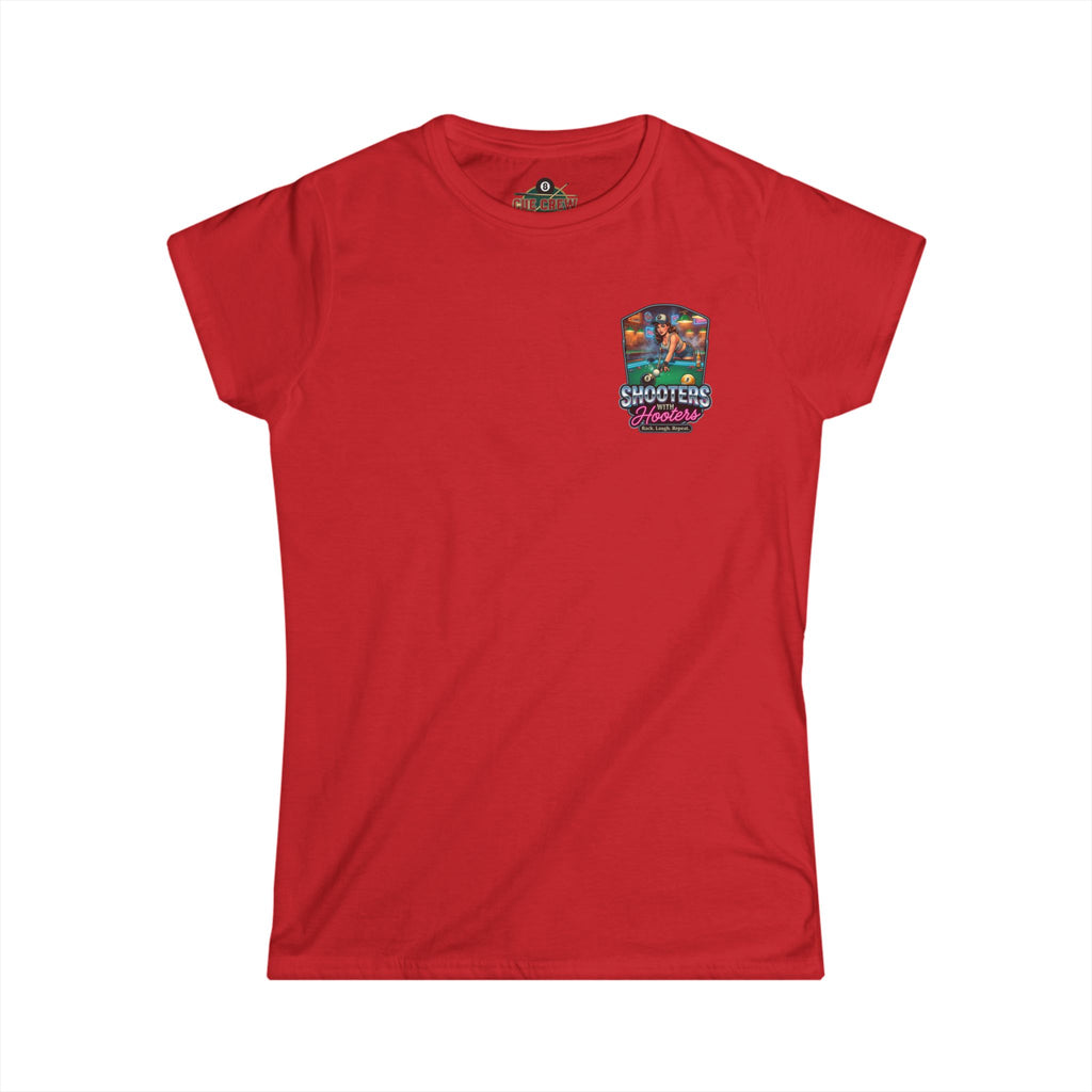 Shooters With Hooters Women's Billiards T-Shirt – Funny Pool Player Graphic Tee | Front & Back Print
