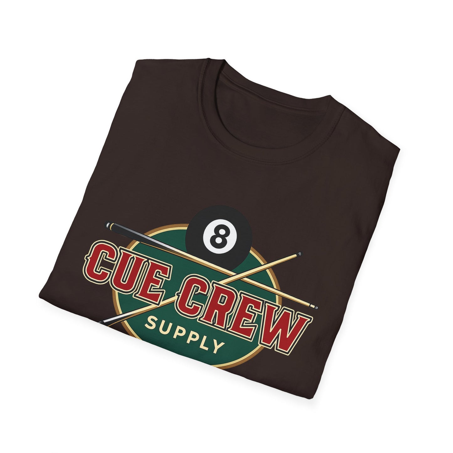 Cue Crew Supply Retro Logo Core Line Billiards Gildan Tee