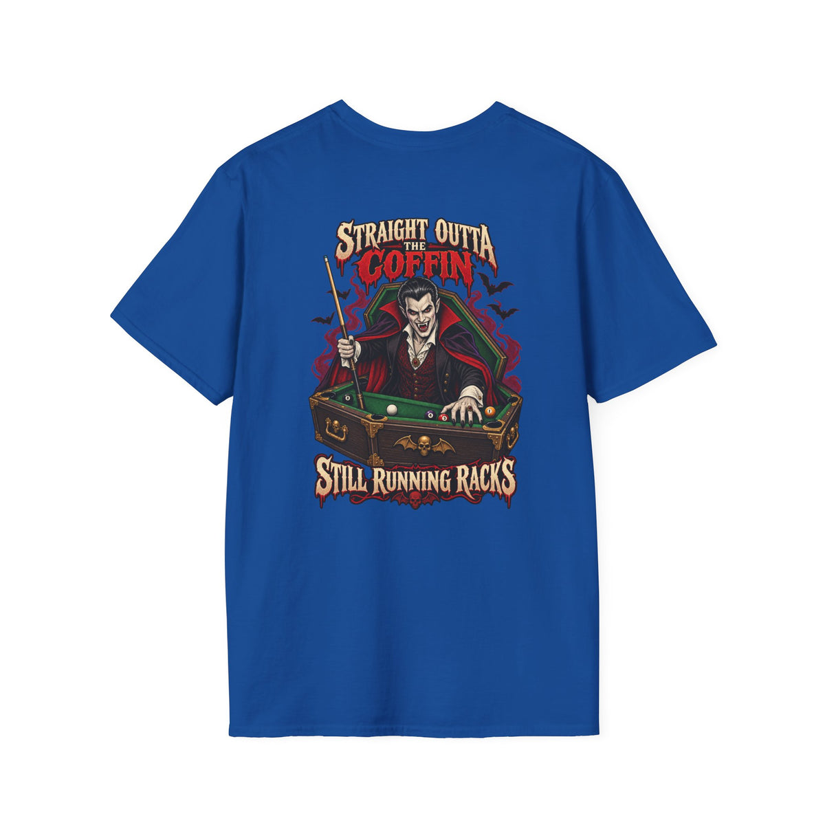 Straight Outta the Coffin – Halloween Billiards T-Shirt – Vampire Pool Player Tee