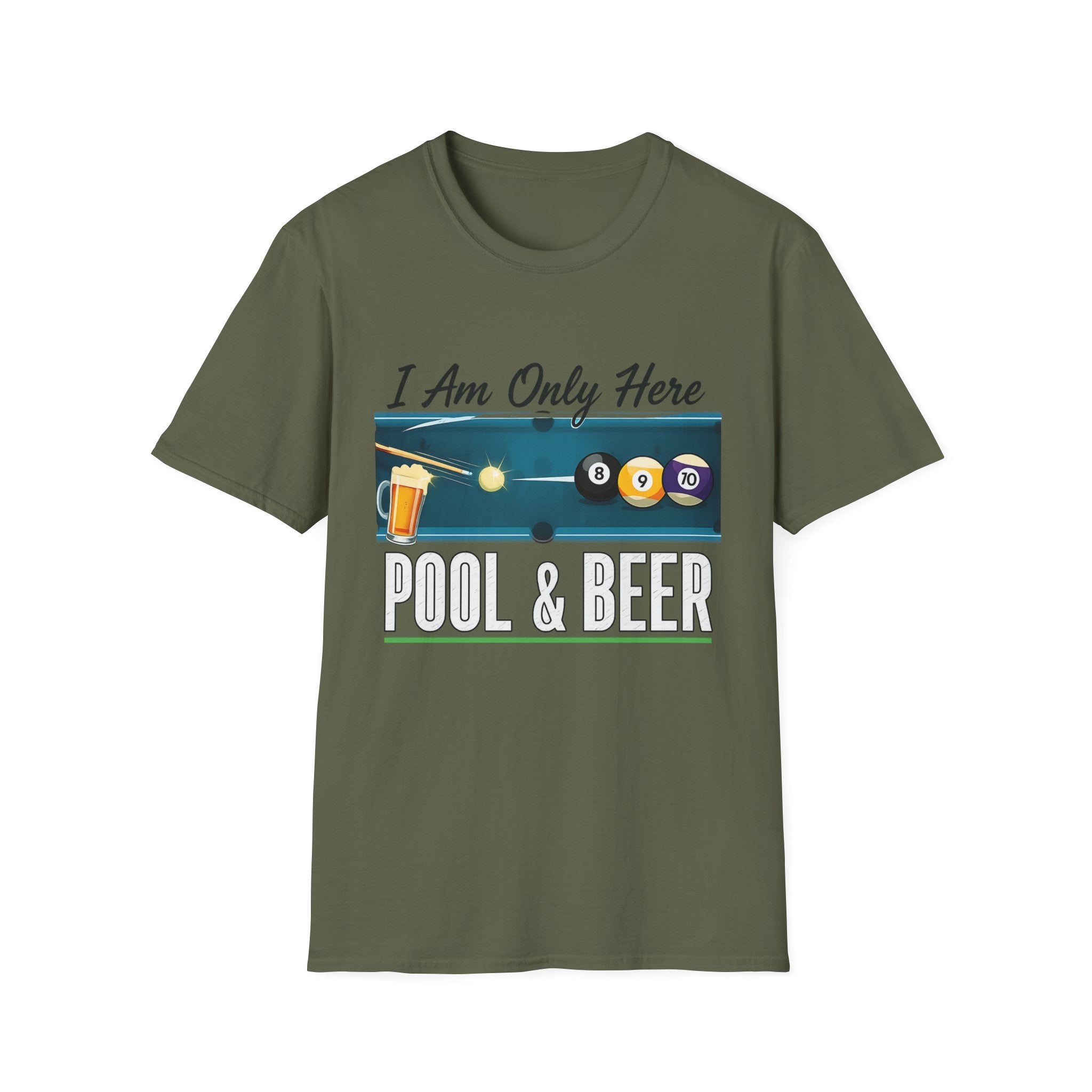 I Am Here Pool & Beer Billiards Core Line Gildan Tee