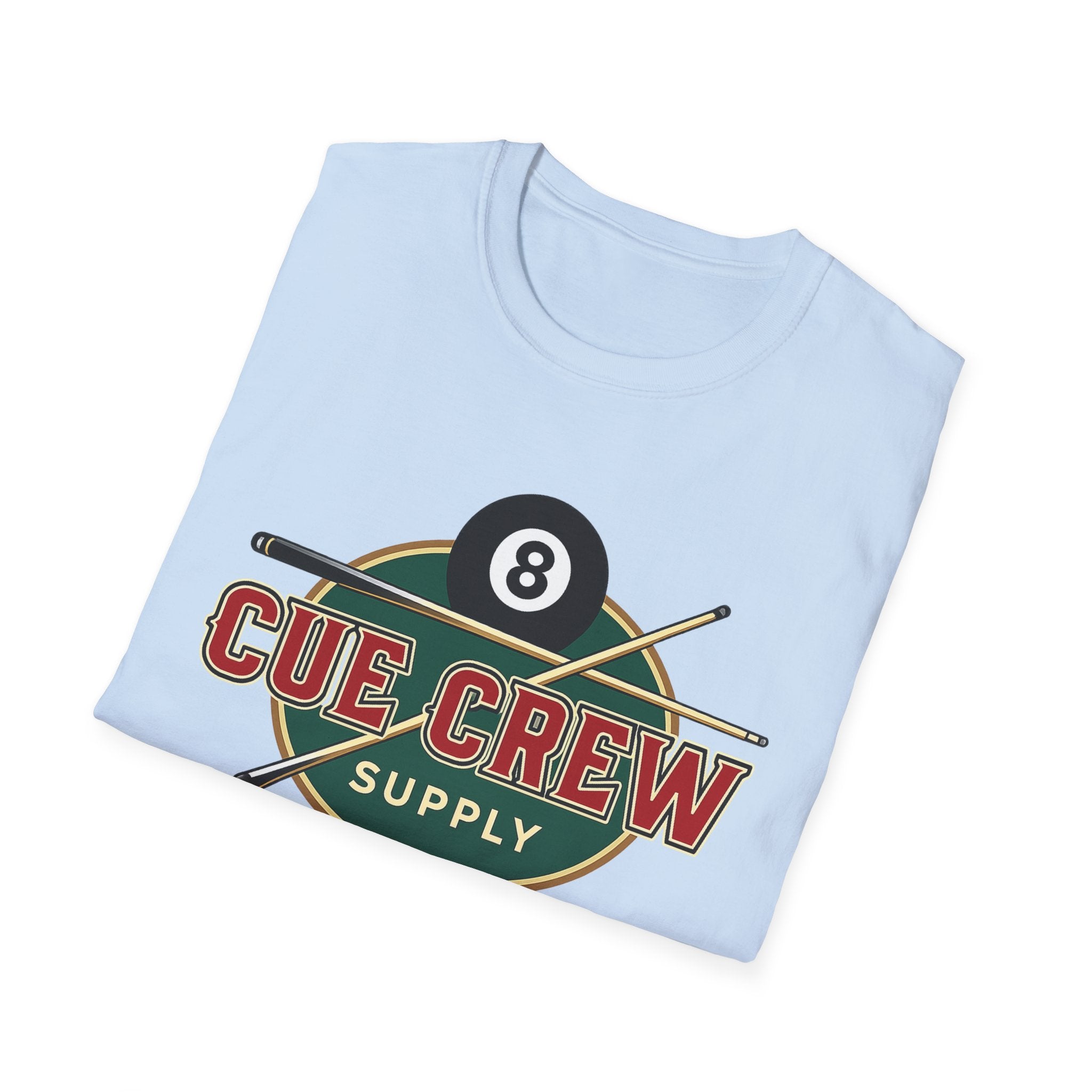 Cue Crew Supply Retro Logo Core Line Billiards Gildan Tee