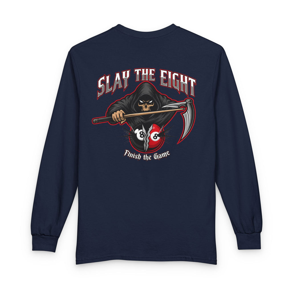 Slay the Eight Grim Reaper Billiards Gildan Long Sleeve Tee