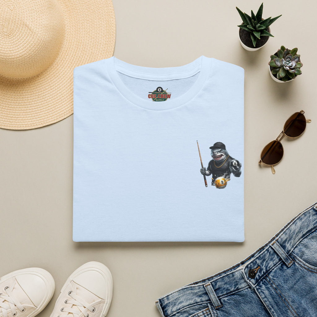 Pool Hall Predator Shark Billiards T-Shirt | Front & Back Print Gangster 8 Ball & Breaking 9 Ball Graphic Unisex Tee