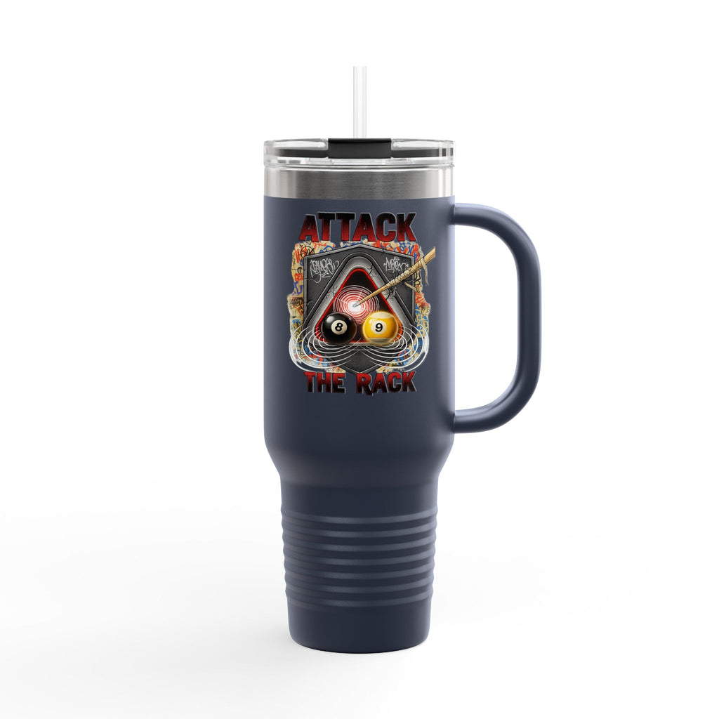 Attack the Rack 40oz Insulated Travel Mug — Pool Cue Billiards Tumbler