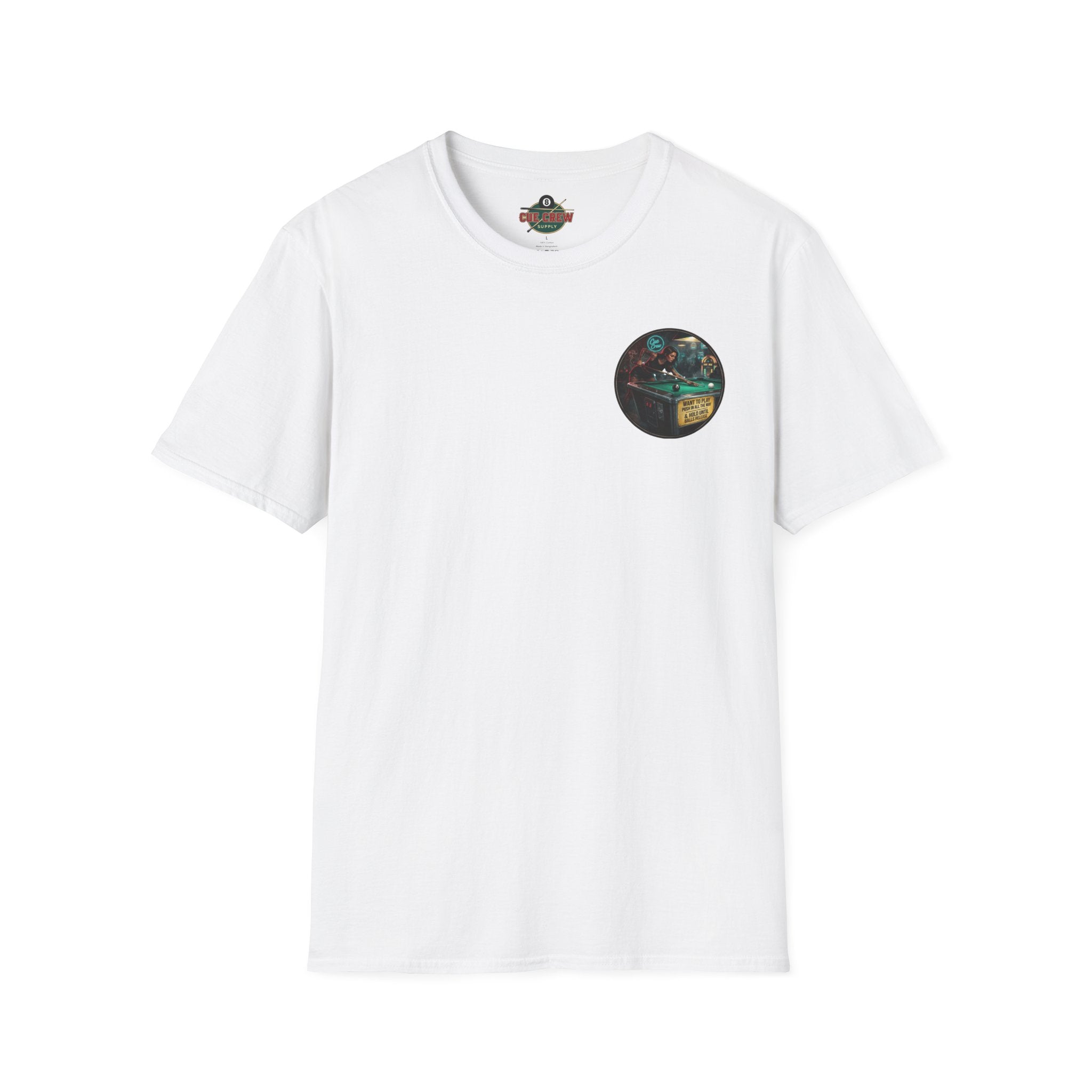 Push In All The Way Billiards T-Shirt – Vintage Coin-Op Pool Hall Graphic Tee | Front & Back Print